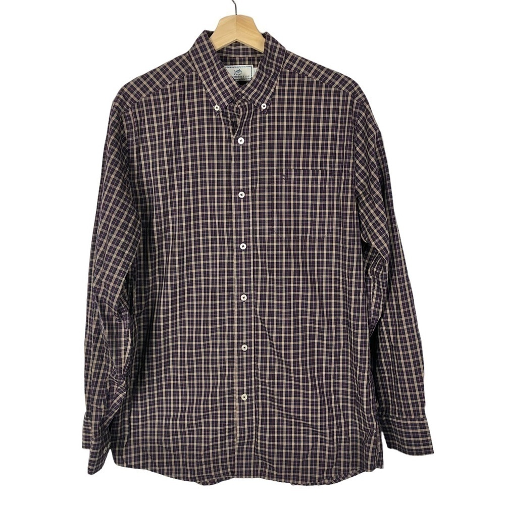 Southern Tide Purple Gingham Plaid Classic Fit Long Sleeve‎ Button Down M